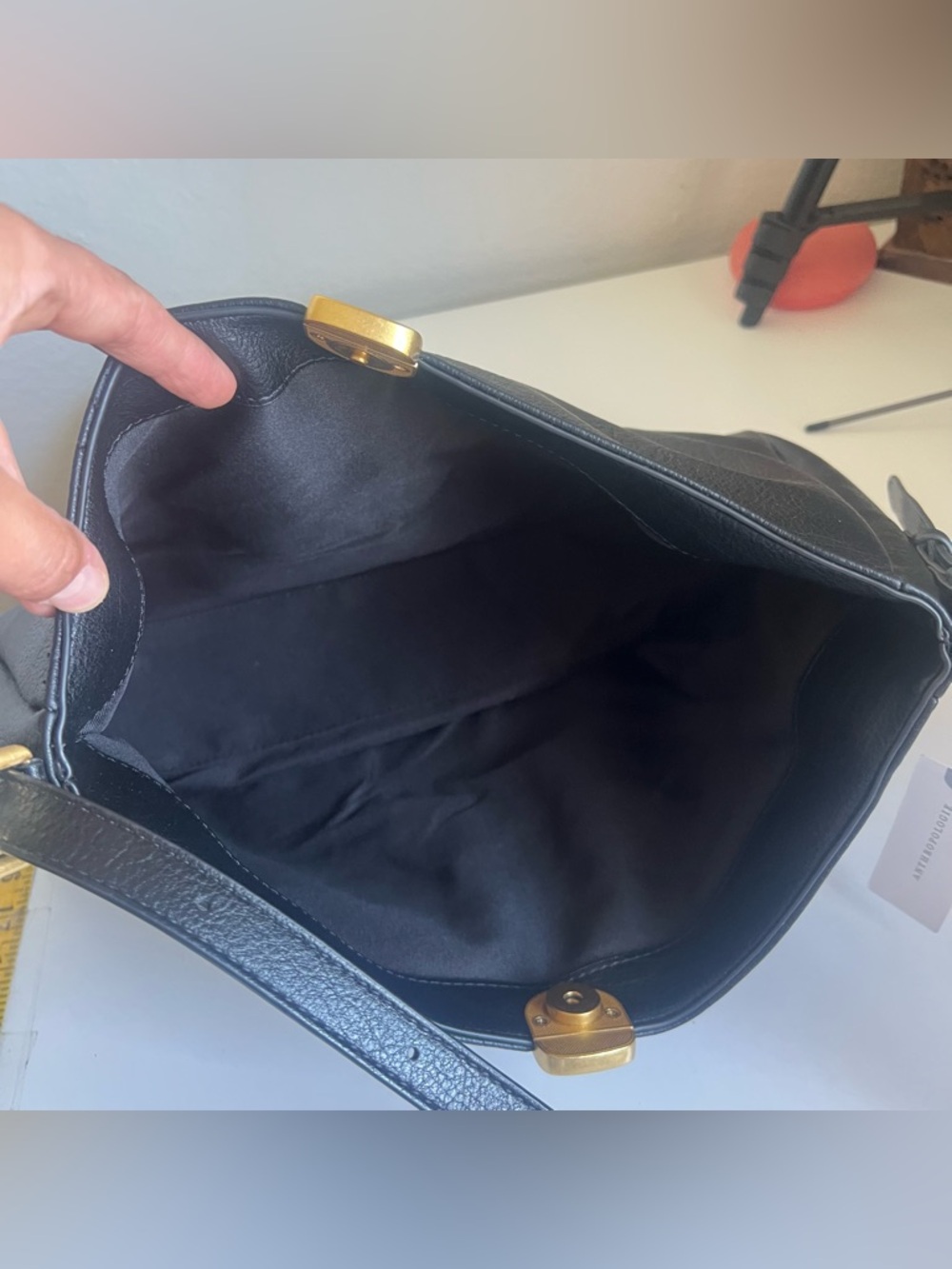 Anthropologie Foldover Slouchy Buckle Shoulder Bag Faux Leather Black NWT - Picture 12 of 16